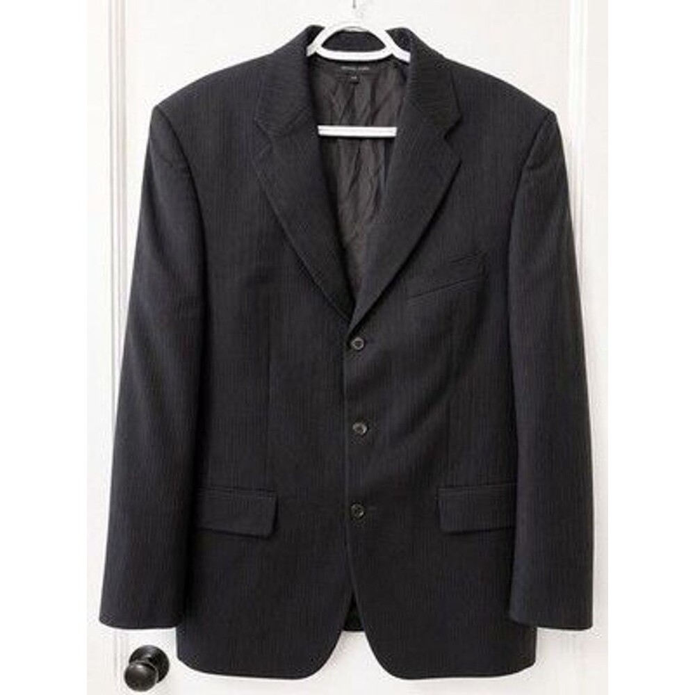 Michael Kors Mens Black Pinstripe Jacket 41R 90% Wool 10% Cashmere